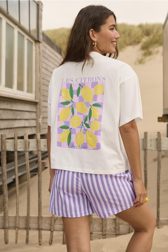 T SHIRT LES CITRONS S HSS2513 LILAC/YELLOW
